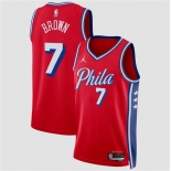 Men's Philadelphia 76ers #7 Jaylen Brown Red 2026 Statement Edition Stitched Jersey