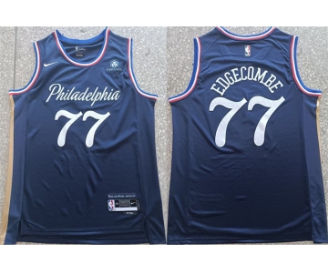 Men's Philadelphia 76ers #77 V. J. Edgecombe Navy 2025-26 City Edition Stitched Jersey