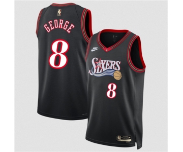 Men's Philadelphia 76ers #8 Paul George Black 2025 Classic Edition Stitched Jersey