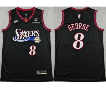 Men's Philadelphia 76ers #8 Paul George Black 2025 Classic Edition Stitched Stitched Jersey