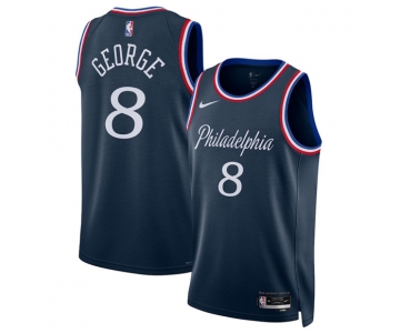 Men's Philadelphia 76ers #8 Paul George Navy 2025-26 City Edition Swingman Stitched Jersey