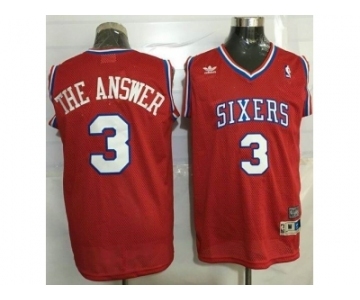 NBA Men Philadelphia 76ers #3 Allen Iverson Red Throwback The Answer Stitched Jersey