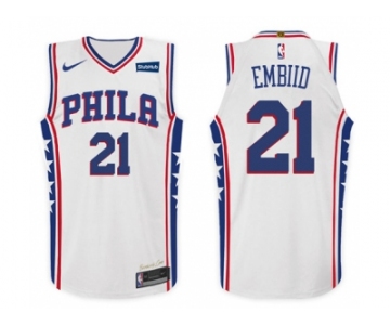 Nike NBA Philadelphia 76ers #21 Joel Embiid Jersey 2017-18 New Season White Jersey