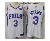 Nike Philadelphia 76ers #3 Allen Iverson White NBA Authentic Association Edition Jersey