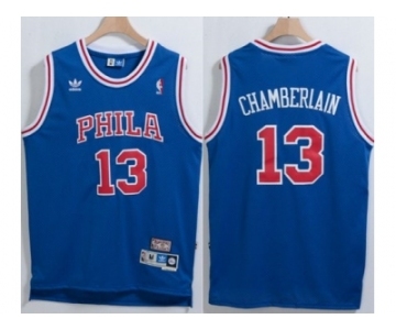 Philadelphia 76ers #13 Wilt Chamberlain Blue Throwback Stitched NBA Jersey