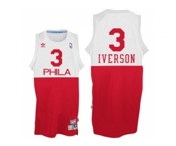 Philadelphia 76ers #3 Allen Iverson White Red Phila Hardwood Classics Swingman Jersey