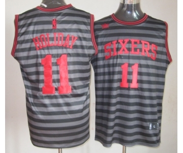 nba philadelphia 76ers #11 holiday grey[black strip]