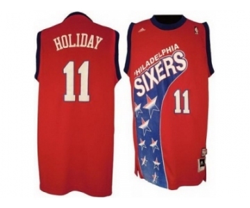 nba philadelphia 76ers #11 holiday red[swingman 30 revolution]