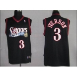 nba philadelphia 76ers #3 iverson black (fans edition)