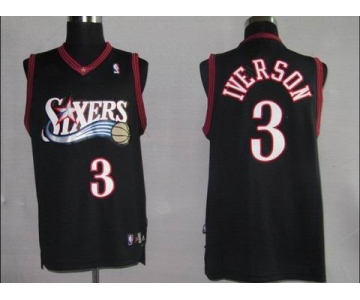 nba philadelphia 76ers #3 iverson black (fans edition)