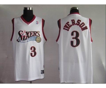 nba philadelphia 76ers 3# iverson white(black number)