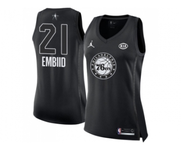 Women Nike Philadelphia 76ers #21 Joel Embiid Black NBA Jordan Swingman 2018 All-Star Game Jersey