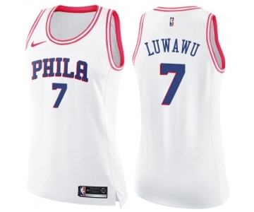 Women's Nike Philadelphia 76ers #7 Timothe Luwawu Swingman White Pink Fashion NBA Jersey