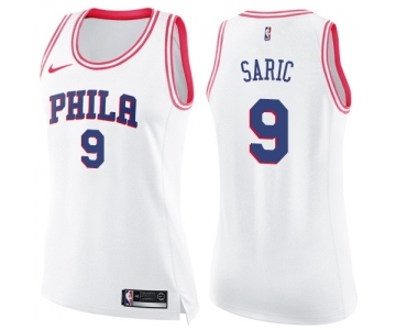 Women's Nike Philadelphia 76ers #9 Dario Saric Swingman White Pink Fashion NBA Jersey