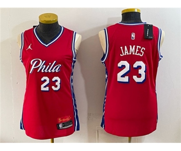 Women's Philadelphia 76ers #23 LeBron James Red 2026 Statement Edition Stitched Basketball Jersey