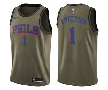 Youth Nike Philadelphia 76ers #1 Justin Anderson Swingman Green Salute to Service NBA Jersey