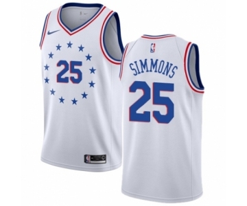 Youth Nike Philadelphia 76ers #25 Ben Simmons White Swingman Jersey - Earned Edition