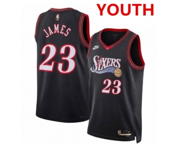 Youth Philadelphia 76ers #23 LeBron James Black 2026 Classic Edition Stitched Jersey