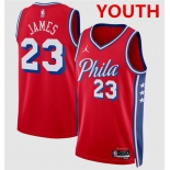 Youth Philadelphia 76ers #23 LeBron James Red 2026 Statement Edition Stitched Jersey