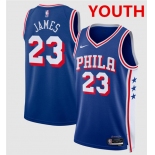 Youth Philadelphia 76ers #23 LeBron James Royal 2026 Icon Edition Stitched Jersey