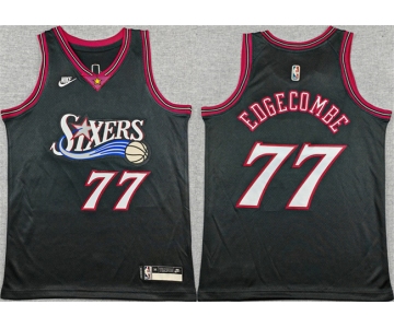 Youth Philadelphia 76ers #77 V. J. Edgecombe Black 2025-26 Classic Edition Stitched Jersey