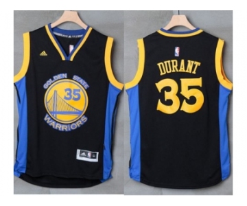 Golden State Warriors #35 Kevin Durant Black Blue Stitched NBA Jersey