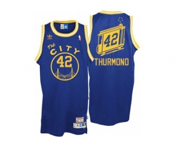 Golden State Warriors #42 Nate Thurmond The City Throwback Blue Swingman Jersey