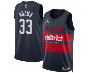 Men Washington Wizards #33 Kyle Kuzma Navy 2024-25 Statement Edition Stitched Basketball Jersey
