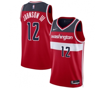 Men's Washington Wizards #12 Tre Johnson III Red 2025 Draft Icon Edition Stitched Basketball Jersey