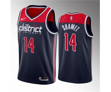 Men's Washington Wizards #14 Landry Shamet Navy 2023 Draft Statement Edition Stitched Jersey