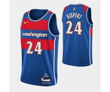 Men's Washington Wizards #24 Corey Kispert 75th Anniversary 2021-2022 Blue City Edition Stitched Basketball Jersey