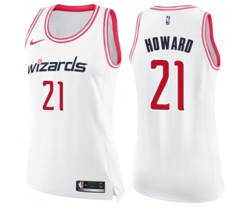 Women's Nike Washington Wizards #21 Dwight Howard Swingman White Pink Fashion NBA Jersey