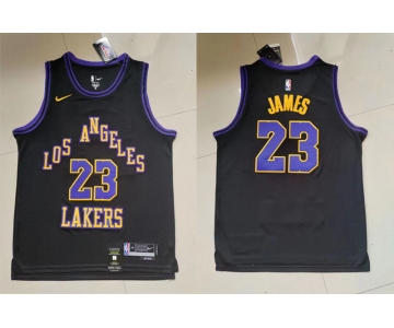 Lakers #23 LeBron James Black Nike 2023-24 City Edition Swingman Jersey