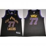 Men Los Angeles Lakers #77 Luka Docic Black 2025 Stitched Basketball Jersey
