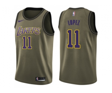 Men Nike Los Angeles Lakers #11 Brook Lopez Green Salute to Service NBA Swingman Jersey