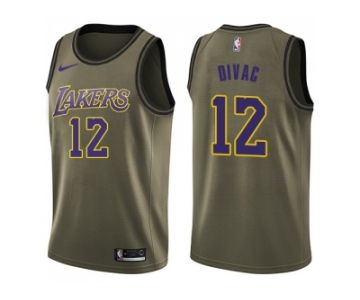 Men Nike Los Angeles Lakers #12 Vlade Divac Green Salute to Service NBA Swingman Jersey