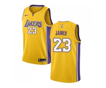 Men Nike Los Angeles Lakers #23 LeBron James Gold NBA Swingman Icon Edition Jersey