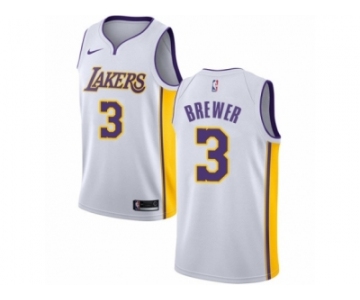 Men Nike Los Angeles Lakers #3 Corey Brewer Authentic White NBA Jersey - Association Edition