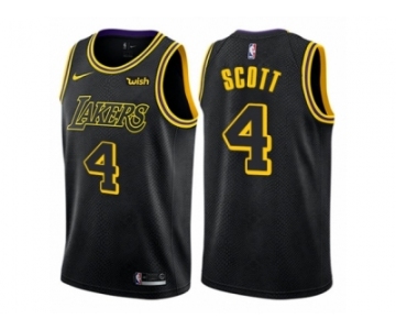Men Nike Los Angeles Lakers #4 Byron Scott Authentic Black City Edition NBA Jersey