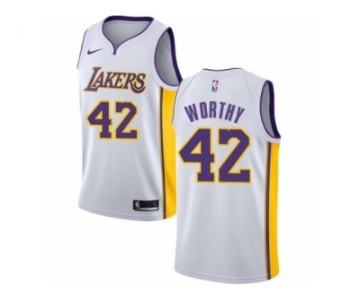 Men Nike Los Angeles Lakers #42 James Worthy Authentic White NBA Jersey - Association Edition