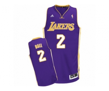 Men's Adidas Los Angeles Lakers #2 Lonzo Ball Swingman Purple Road NBA Jersey
