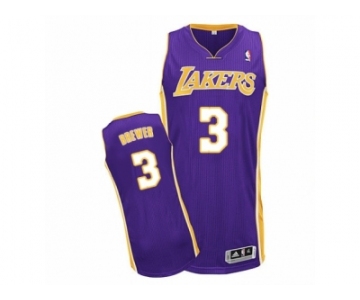Men's Adidas Los Angeles Lakers #3 Corey Brewer Authentic Purple Road NBA Jersey