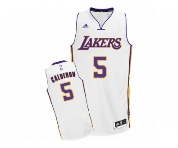 Men's Adidas Los Angeles Lakers #5 Jose Calderon Swingman White Alternate NBA Jersey