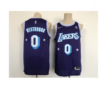 Men's Los Angeles Lakers #0 Russell Westbrook Nike Purple 2021-22 Swingman City Jersey