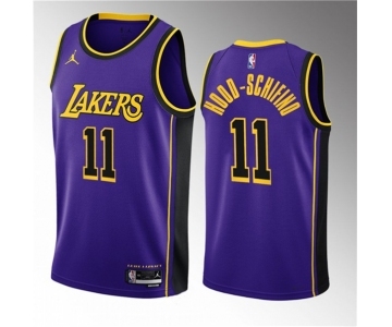 Men's Los Angeles Lakers #11 Jalen Hood-Schifino Purple 2023 Draft Statement Edition Stitched Basketball Jersey
