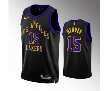 Men's Los Angeles Lakers #15 Austin Reaves Black City 2023-24 Swingman Stitched Jersey