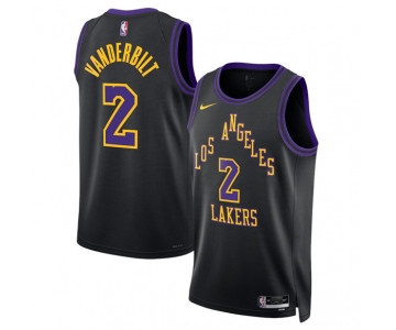 Men's Los Angeles Lakers #2 Jarred Vanderbilt Black 2025-26 City Edition Stitched Basketball Jersey