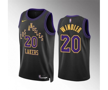 Men's Los Angeles Lakers #20 Dylan Windler Black 2023-24 City Edition Stitched Basketball Jersey
