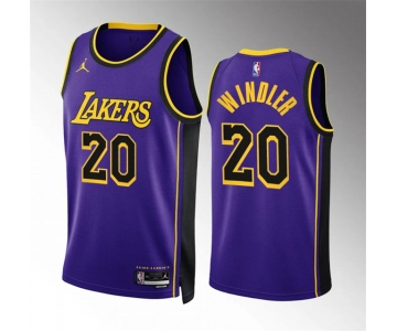 Men's Los Angeles Lakers #20 Dylan Windler Purple Statement Edition Stitched Basketball Jersey