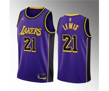 Men's Los Angeles Lakers #21 Maxwell Lewis Purple 2023 Draft Statement Edition Stitched Basketball Jersey